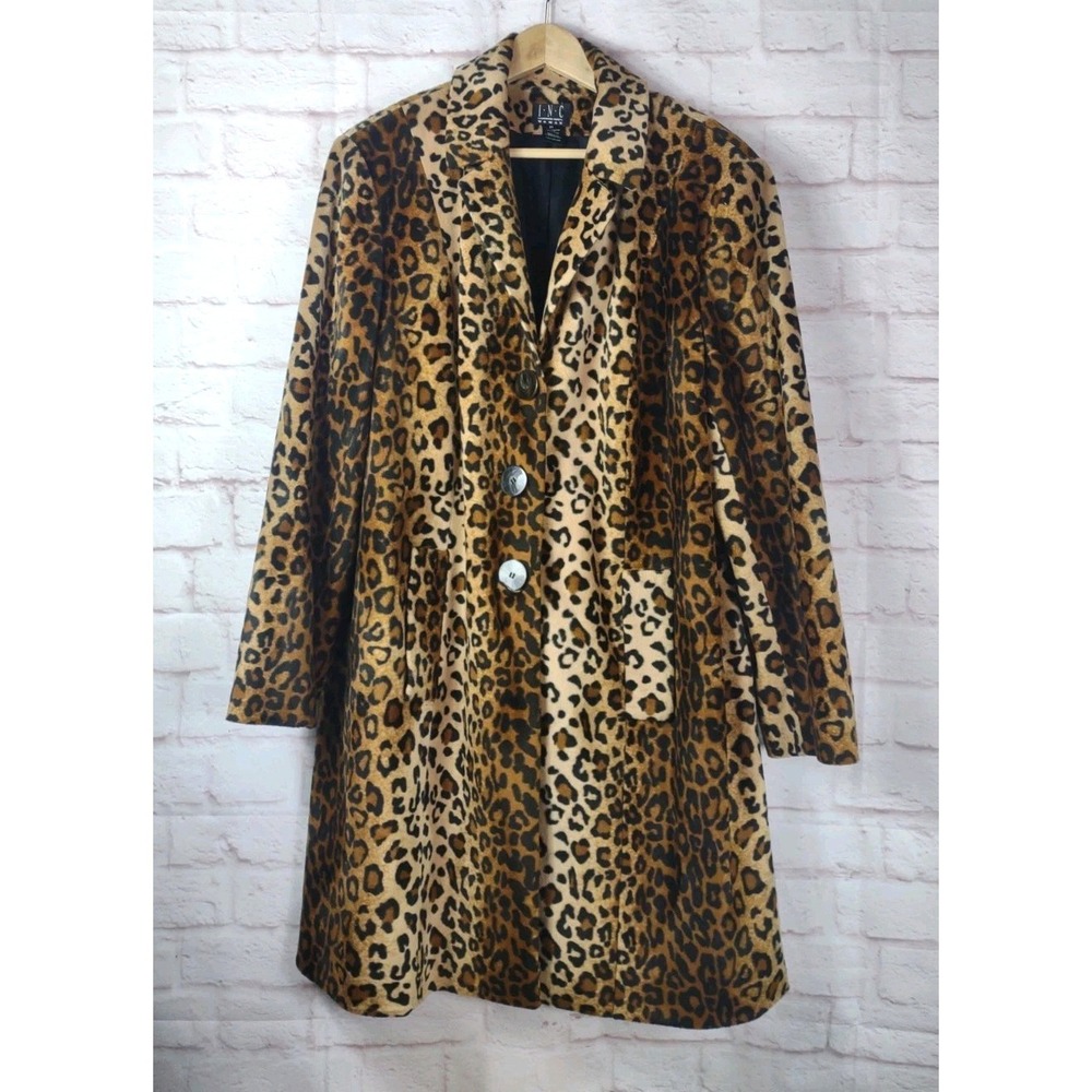 Coat Trench Style INC-International Concepts 2X Leopard Front Button Mob Wife